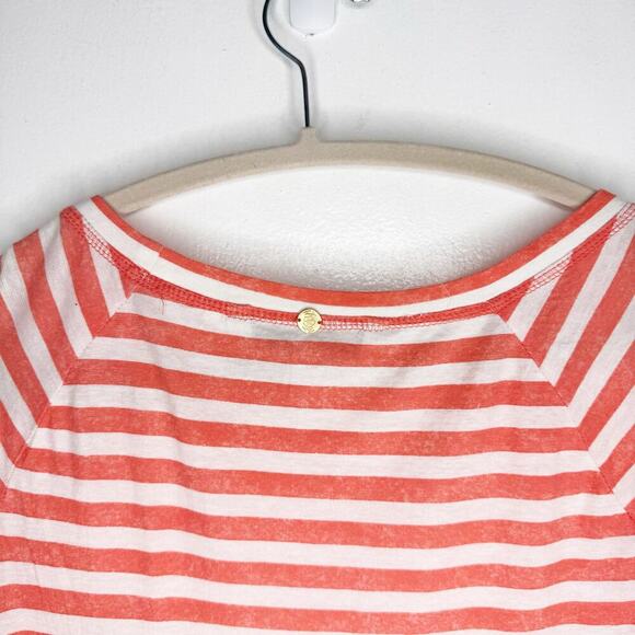 Trina Turk Crewneck Striped Long Sleeve Burnout Shirt Top Layering Classic Small - Picture 9 of 10